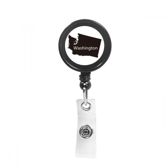 The United States Map Retractable Keychain Badge Holder ID Badge