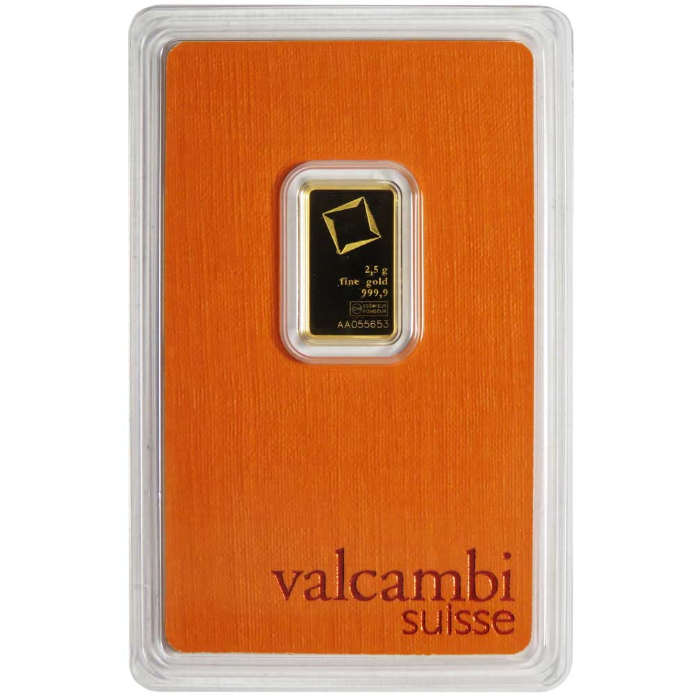 VALCAMBI The United States Mint 2.5 Gram .9999 Fine Gold Bar, Precious Metal