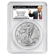 The United States Mint 2023 $1 American Silver Eagle PCGS MS70 FS Trump 45th President Coin