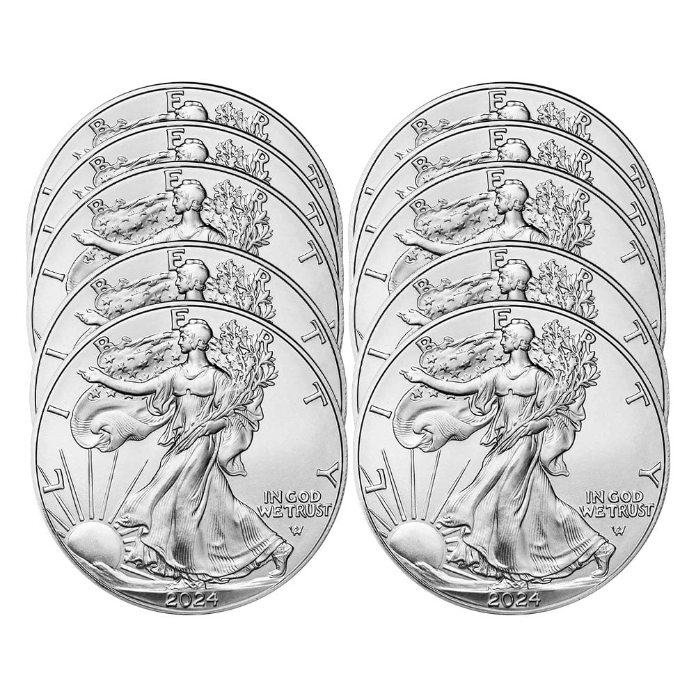 The United States Mint Fine Silver Coins American Silver Eagle 2024 Lot of 10