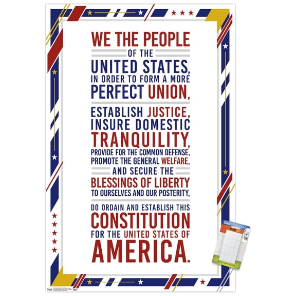 The United States Of America - Constitution Preamble Wall Poster, 14.725" x 22.375"