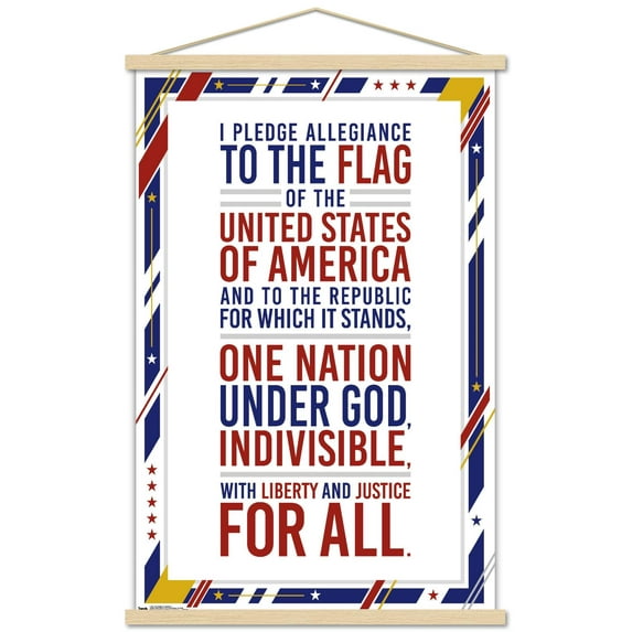 The United States Of America - Pledge Of Allegiance Wall Poster with Magnetic Frame, 22.375" x 34"