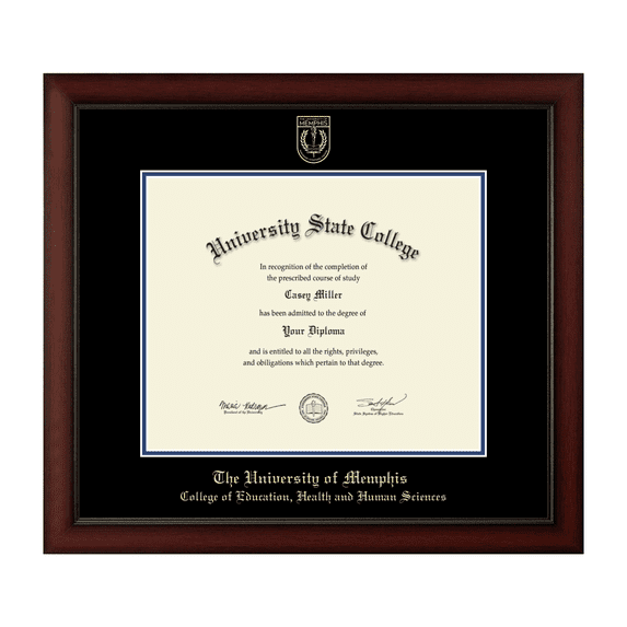 Framerly - Memphis Education Diploma Frame with Black and Royal Blue Mat