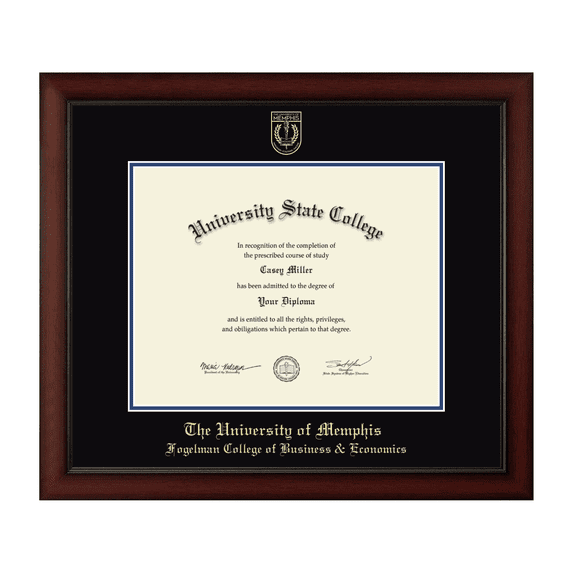Framerly - Memphis Business Diploma Frame with Black and Royal Blue Mat