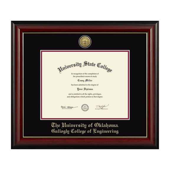 Framerly - OU Engineering Diploma Frame with Black and Crimson Mat