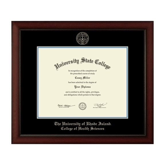 Framerly - URI Health Diploma Frame with Black and Medium Blue Mat