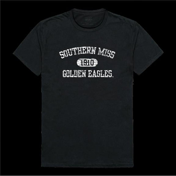 The University of Southern Mississippi Golden Eagles Distressed Arch College T-Shirt, Black - 2XL