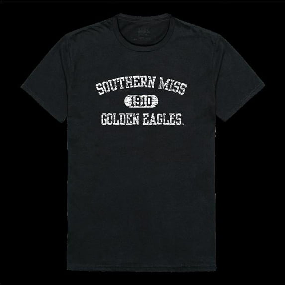 The University of Southern Mississippi Golden Eagles Distressed Arch College T-Shirt, Black - Medium