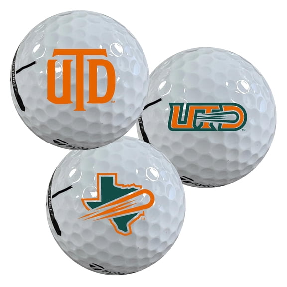 The University of Texas at Dallas Comets Logo Edition Taylormade Distance+ Golf Balls 12-Pack (Dozen)