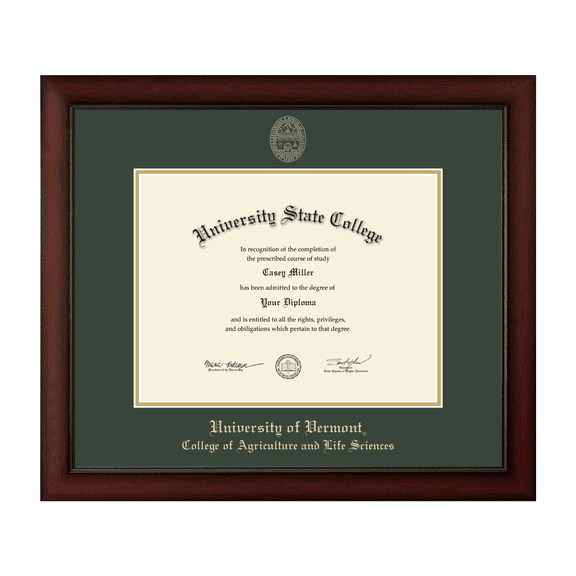 The University of Vermont College of Agriculture and Life Sciences Diploma Frame, Document Size 13" x 10"