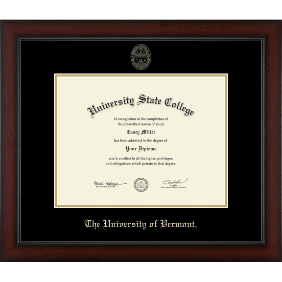The University of Vermont Diploma Frame, Document Size 13" x 10"