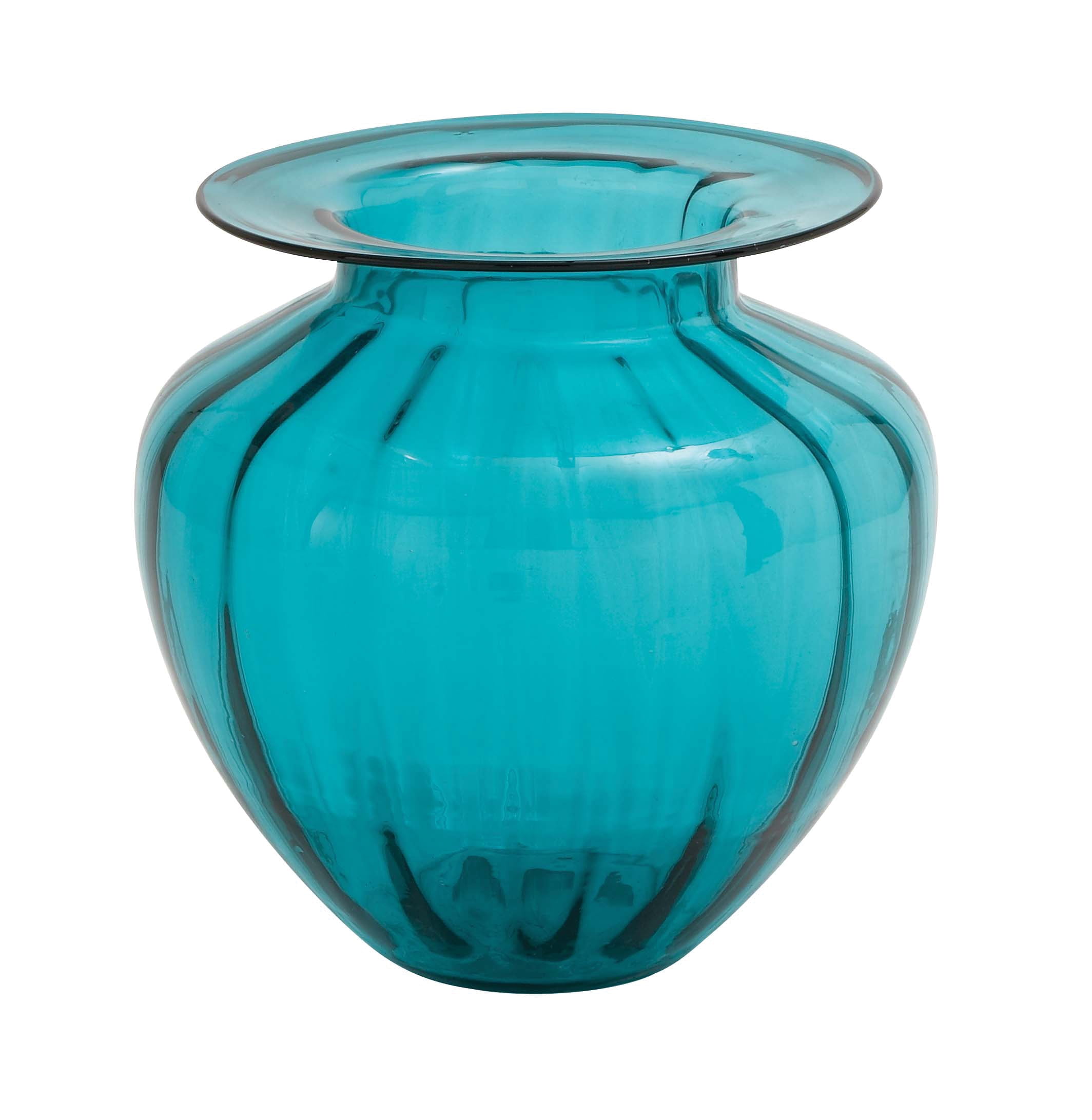 New Traditional GLASS FLUTED VASE BLUE BLUE
