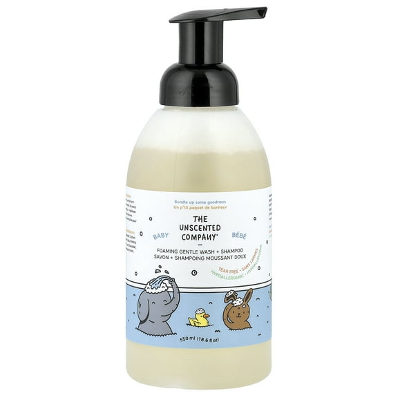The Unscented Company Baby, Foaming Gentle Wash + Shampoo, Fragrance Free, 18.6 fl oz (550 ml)