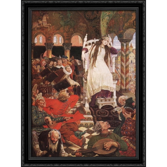 The Unsmiling Tsarevna 28x38 Large Black Ornate Wood Framed Canvas Art by Viktor Vasnetsov