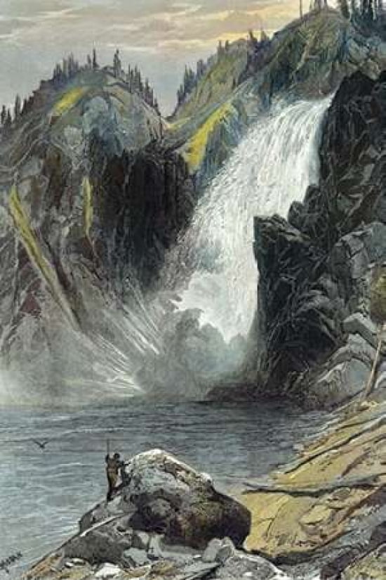 The Upper Yellowstone Falls (A Colored Engraving) Canvas Art - Thomas Moran (24 x 36)
