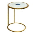 thumbnail image 1 of 20 Inch Round Side End Table- White Marble Top with Blue Agate Stone Inlay, 1 of 5
