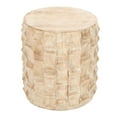thumbnail image 1 of 20 Inch Side End Table- Round Drum Shape with 3D Textured Design, 1 of 5