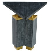 Benjara 20" Modern Triangular End Table w/ Gold Brass Trim & Black