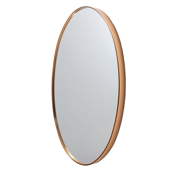 The Urban Port 35 Inch Oval Hanging Accent Wall Mirror with Metal Frame, Matte Gold