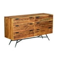 thumbnail image 1 of The Urban Port 58 Inch Acacia Wood Sideboard with 6 Drawers and Iron Base, Brown, 1 of 5