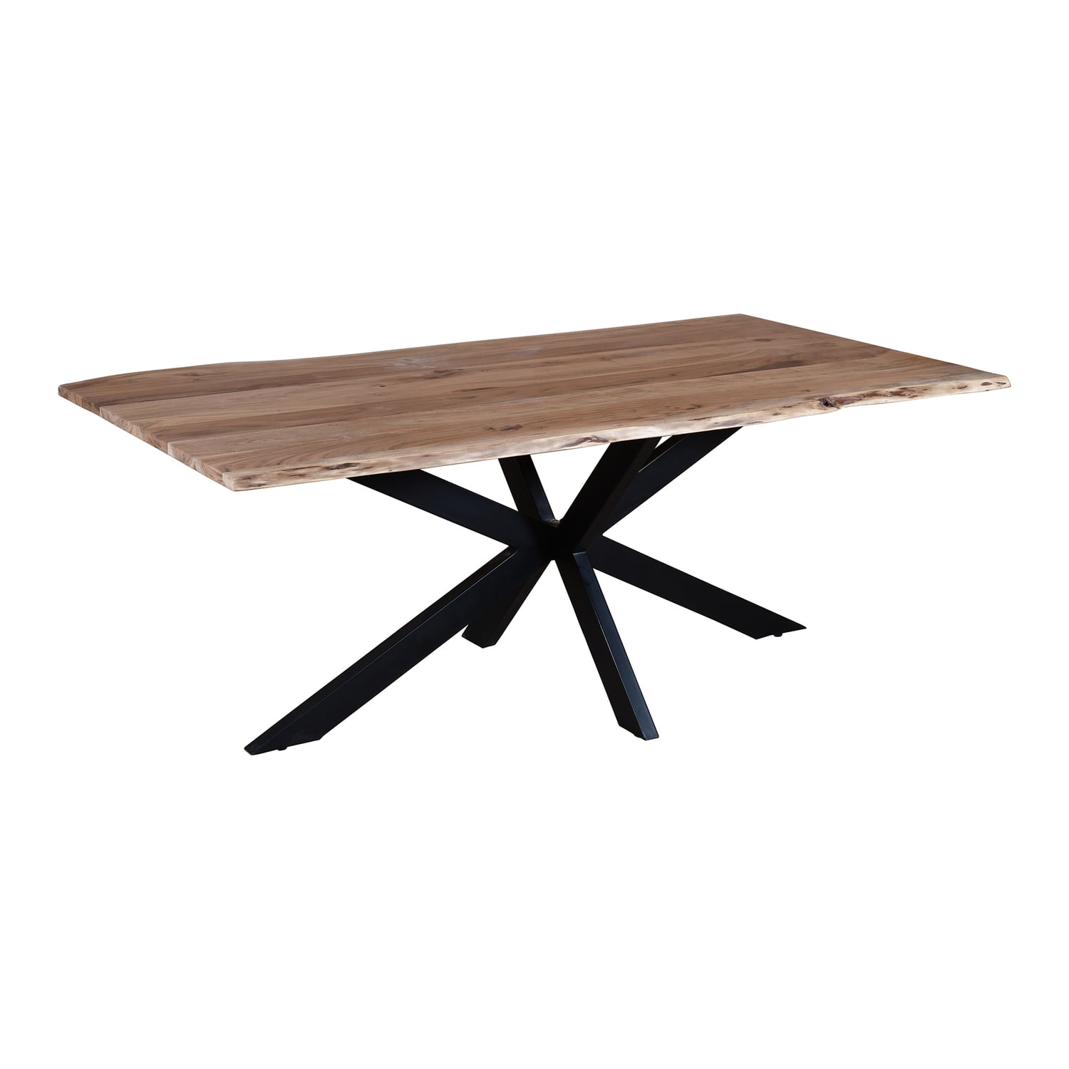 79" Rectangular Live Edge Mango Wood Dining Table with Black Crossed Legs