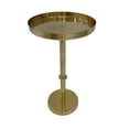 thumbnail image 1 of The Urban Port Ara 22 Inch Side End Table, Vintage Sleek Pillar Base, Round Tray Top, Oxidized Antique Brass, 1 of 1