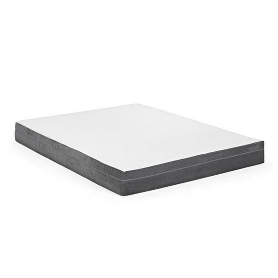The Urban Port BM195887 8 in. Quilted Queen Size Foam Mattress with Spring Coil Support the Urban Port Titanium Series, White & Grey
