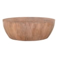 thumbnail image 1 of Drum Shape Wooden Coffee Table with Plank Design Base, Distressed Brown, 1 of 9