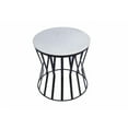 thumbnail image 1 of The Urban Port Drum Shaped Round Marble Top Side/ End Table, White, 1 of 3
