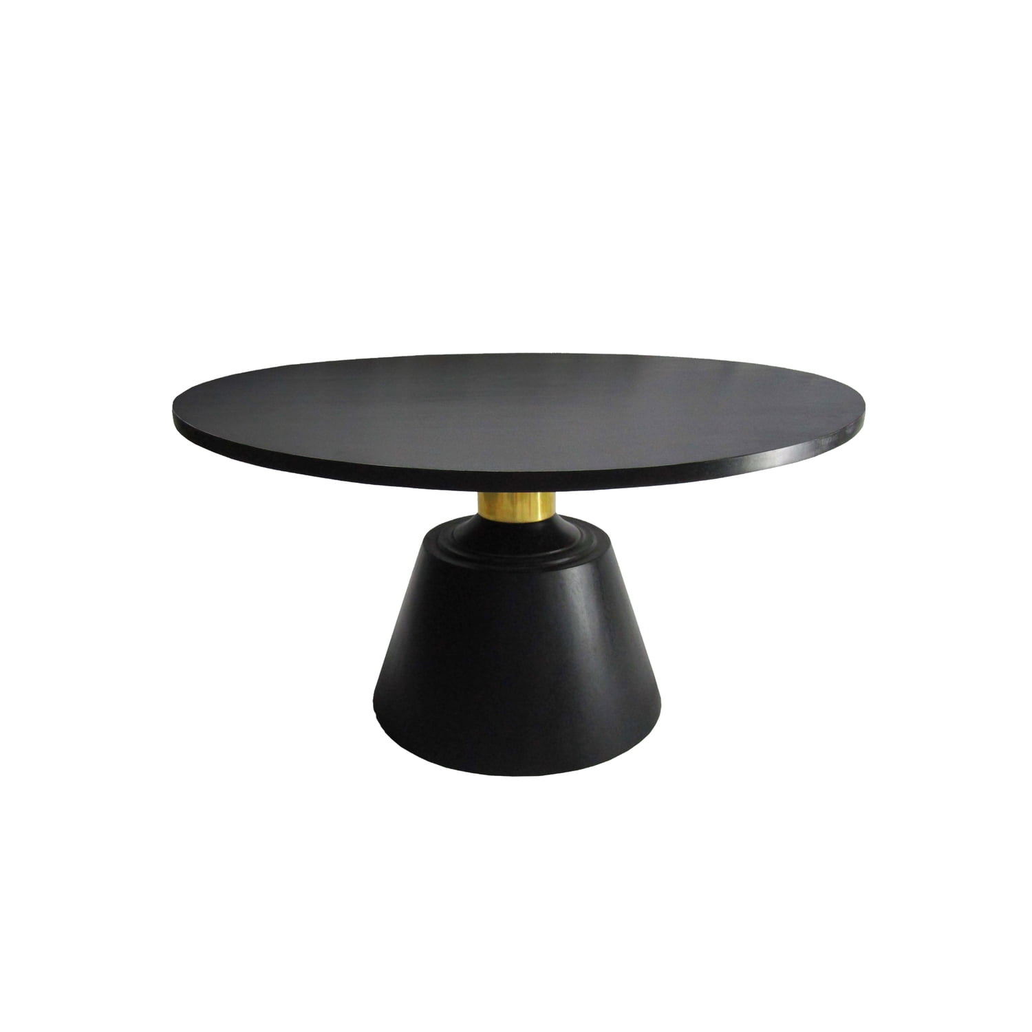 32 Inch Coffee Table, Handcrafted Mango Wood Round Top, Black Metal Angled Legs The Urban Port