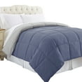 thumbnail image 1 of Genoa Queen Size Box Quilted Reversible Comforter The Urban Port, Silver and Blue- Saltoro Sherpi, 1 of 4