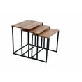 thumbnail image 1 of The Urban Port Industrial Style Wooden Nesting Coffee End Tables With Metal Base Set Of 3, Brown And Black, 1 of 5