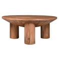 thumbnail image 1 of Meridian Coffee Table, 38 Inch Round Top, 3 Column Pillar Legs, Natural Brown Mango Wood, 1 of 5
