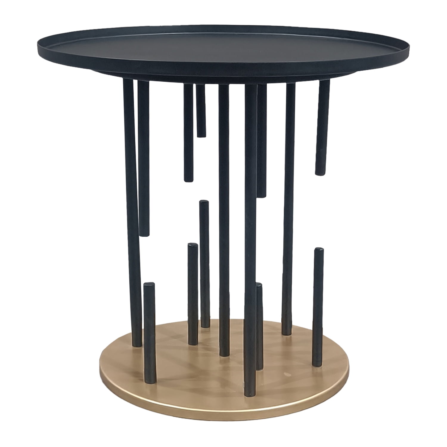The Urban Port Neci 20 Inch Side End Table, Round Matte Black Tray Top ...