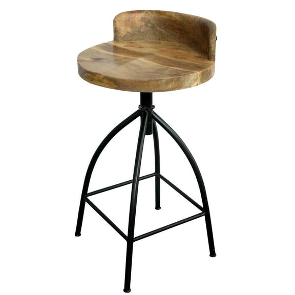 The Urban Port Pia 25-31 Inch Industrial Style Counter Height Stool with Adjustable Swivel Seat, Brown, Black
