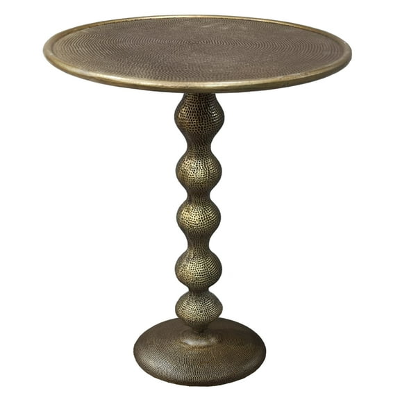Shae 22 Inch Round Side End Table-Antique Brass Cast Aluminum
