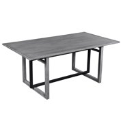 St Tropez Dining Table, 72 Inch Rectangular Mango Wood Top with Iron Trestle Base, 6 Seater, Gray and Black