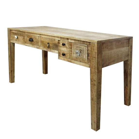 The Urban Port UPT-209126 2 Drawer Handcrafted Wooden Storage Cabinet with 2 Doors, Distressed Brown