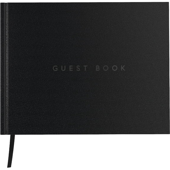 The Useful Co. Classic Black Guest Book, Guest Book Alternative Leather Cover, 112 Pages, 9 x 7 inches