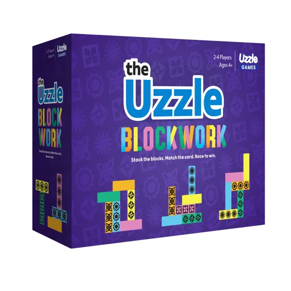 The Uzzle Stack Royale – Fast-Paced Strategy Board Game | Ages 4+ | 160 Challenge Cards | 32 Colored Wooden Blocks | 4 Difficulty Levels Family Game