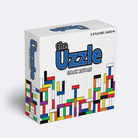 The Uzzle Stack Royale – Fast-Paced Strategy Board Game | Ages 4+ | 160 Challenge Cards | 32 Colored Wooden Blocks | 4 Difficulty Levels Family Game