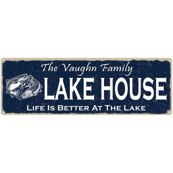 The VAUGHN Family Lake House Sign 6x18 Metal Fishing Cabin Decor 106180101327