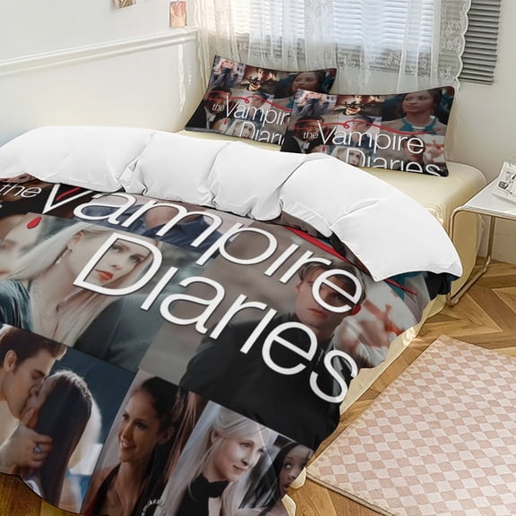 The Vampire Diaries 3 Piece Bedding Set Soft Comforter Theme Room Decor Bedclothes-1 Duvet Cover with 2 Pillowcases (90"x90")