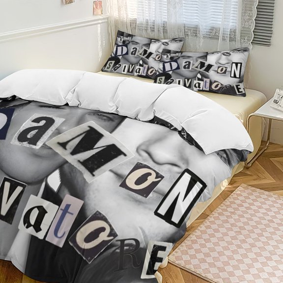 The Vampire Diaries 3 Piece Bedding Set Soft Comforter Theme Room Decor Bedclothes-1 Duvet Cover with 2 Pillowcases (90"x90")