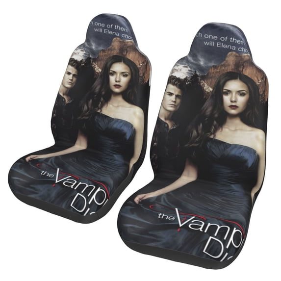 The Vampire Diaries Car Seat Covers Accessories Vehicle Front Seat Protective Mat Cover 2pcs Universal Fit For SUV Sedan Van Trucks