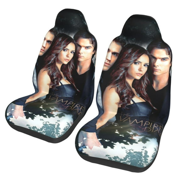 The Vampire Diaries Car Seat Covers Accessories Vehicle Front Seat Protective Mat Cover 2pcs Universal Fit For SUV Sedan Van Trucks