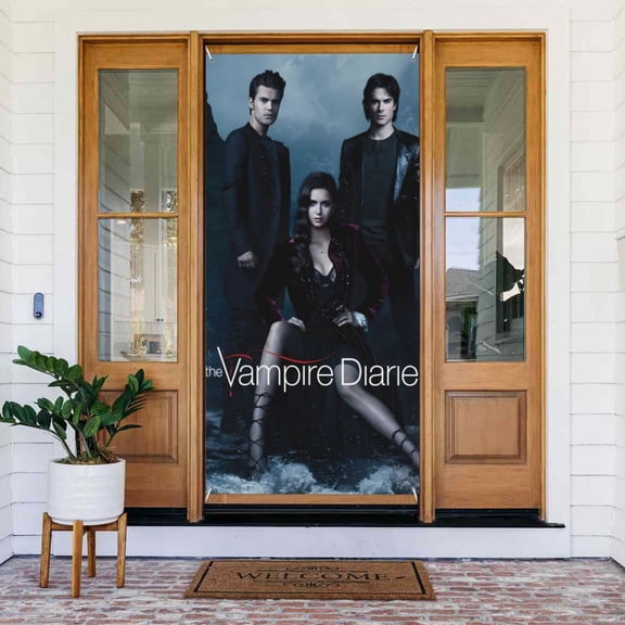 The Vampire Diaries Door Cover Polyester Banner Outdoor Decoration Accessories For Porch Garden Patio Party Backdrop, 35.4 X 72.8 Inches
