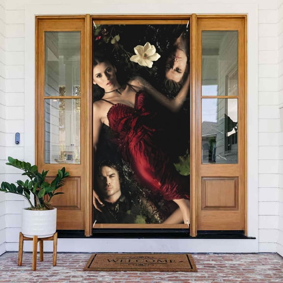 The Vampire Diaries Door Cover Polyester Banner Outdoor Decoration Accessories For Porch Garden Patio Party Backdrop, 35.4 X 72.8 Inches