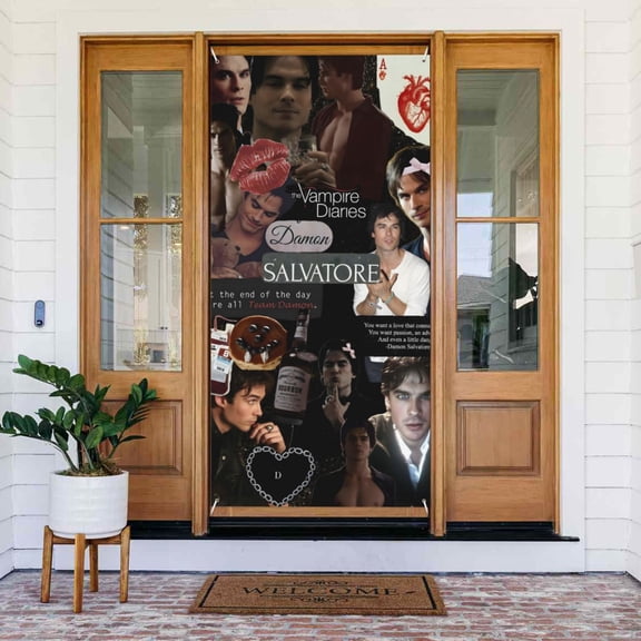 The Vampire Diaries Door Cover Polyester Banner Outdoor Decoration Accessories For Porch Garden Patio Party Backdrop, 35.4 X 72.8 Inches