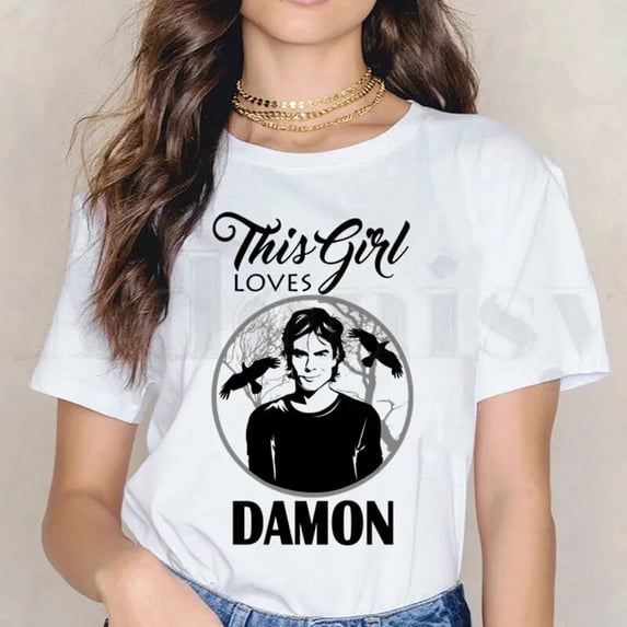 The Vampire Diaries Harajuku 90s Printed Graphic Short Sleeve Female Tops Tees Harajuku  VintageT Shirts Women's T-shirt